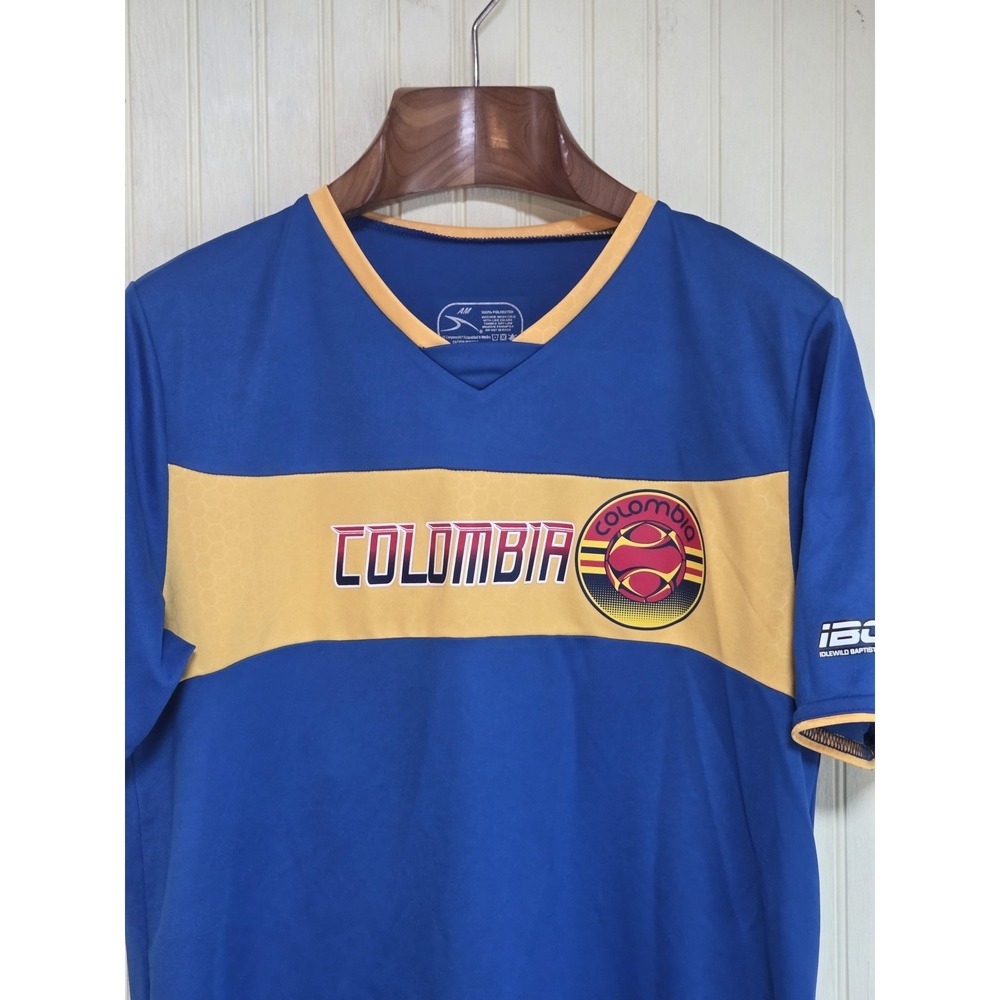 Colombia Soccer Shirt Mens Medium Blue Gold Number 10 AM Jersey Top Football‎